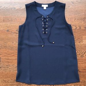 Adrienne Vittadini Navy Sleeveless Top